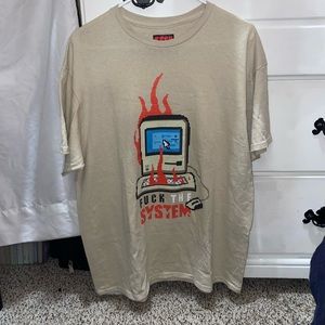 Large Tan FUCK THE SYSTEM TEEN HEARTS tee